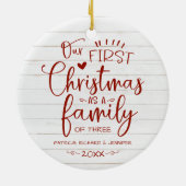 Onze eerste kerst als familieruilhuis keramisch ornament (Achterkant)