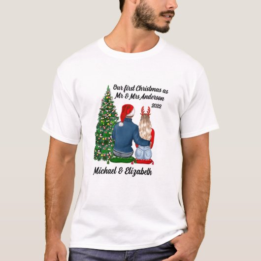 Onze eerste kerst als gehuwde paar Mannen T-shirt (Voorkant)