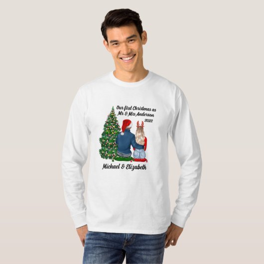 Onze eerste kerst als gehuwde paren Mannen T-Sh T-shirt (Voorkant volledig)