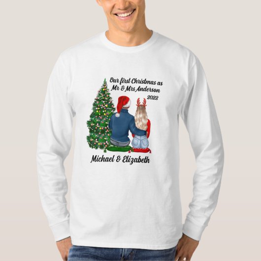 Onze eerste kerst als gehuwde paren Mannen T-Sh T-shirt (Voorkant)