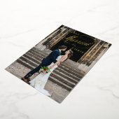 Onze Eerste Kerst Als Getrouwd Stel Script Foto Folie Feestdagenkaart (Gedraaid)