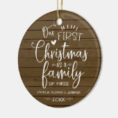 Onze eerste kerst als gezin Rustic boerderij Keramisch Ornament (Links)