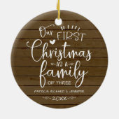 Onze eerste kerst als gezin Rustic boerderij Keramisch Ornament (Achterkant)