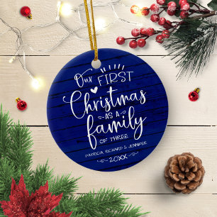 Onze eerste kerst als gezin Rustic boerderijhuis Keramisch Ornament