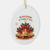 Onze eerste kerst als gezin van drie 2025 | keramisch ornament (Rechts)