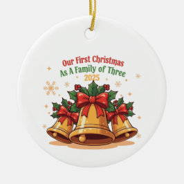 Onze eerste kerst als gezin van drie 2025 | keramisch ornament