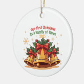 Onze eerste kerst als gezin van drie 2025 | keramisch ornament (Links)