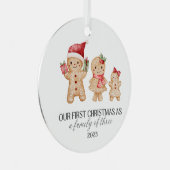 Onze eerste kerst als gezin van drie metalen ornament (Voorkant Rechts)