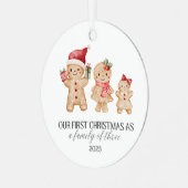Onze eerste kerst als gezin van drie metalen ornament (Voorkant links)
