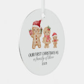 Onze eerste kerst als gezin van drie metalen ornament (Voorkant Rechts)