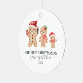 Onze eerste kerst als gezin van drie metalen ornament (Voorkant links)
