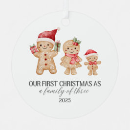 Onze eerste kerst als gezin van drie metalen ornament