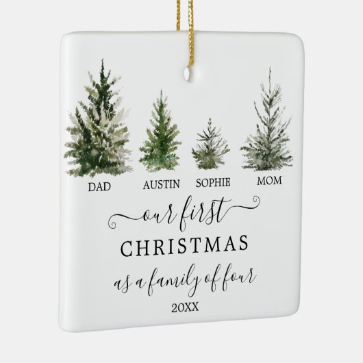 Onze eerste kerst als gezin van vier keramisch ornament (Rechts)