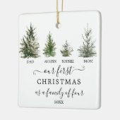 Onze eerste kerst als gezin van vier keramisch ornament (Links)