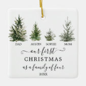 Onze eerste kerst als gezin van vier keramisch ornament (Voorkant)