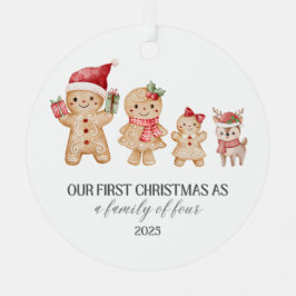 Onze eerste kerst als gezin van vier metalen ornament