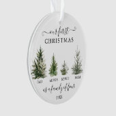 Onze eerste kerst als gezin van vier ornament (voorkant)