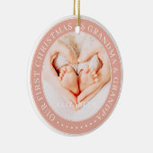 Onze eerste kerst als grootmoeder en opa simpel keramisch ornament (Rechts)