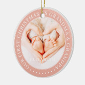 Onze eerste kerst als grootmoeder en opa simpel keramisch ornament (Links)