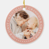 Onze eerste kerst als grootmoeder en opa simpel keramisch ornament (Achterkant)