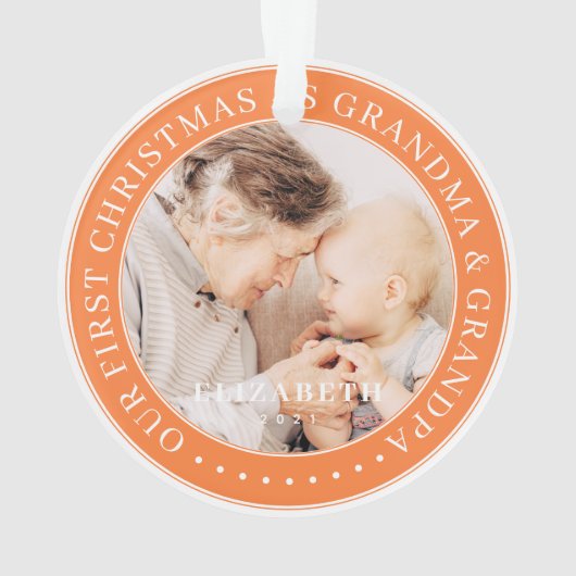 Onze eerste kerst als grootmoeder en opa simpel ornament (achterkant)