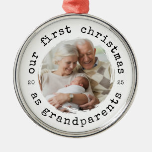 Onze eerste kerst als grootouders 2025 foto metalen ornament