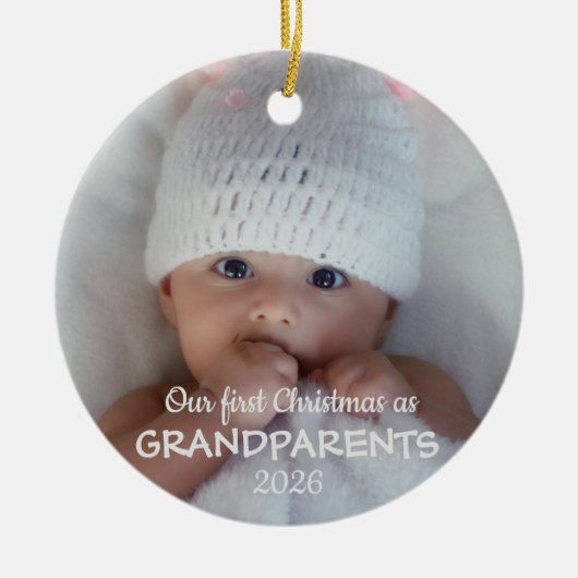 Onze eerste kerst als grootouders 2026 keramisch ornament (Voorkant)