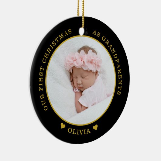 Onze eerste kerst als grootouders 2 Foto Keramisch Ornament (Rechts)