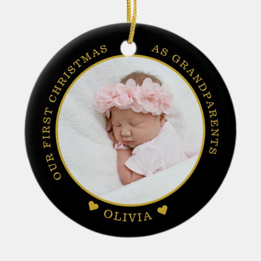 Onze eerste kerst als grootouders 2 Foto Keramisch Ornament (Voorkant)