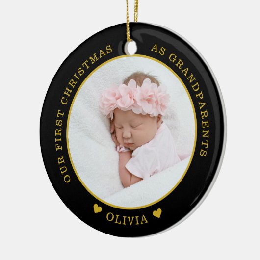 Onze eerste kerst als grootouders 2 Foto Keramisch Ornament (Links)