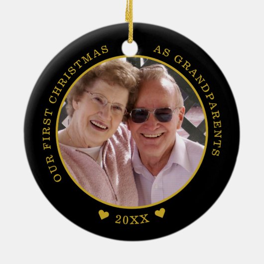 Onze eerste kerst als grootouders 2 Foto Keramisch Ornament (Achterkant)