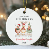 Onze eerste kerst als grootouders aangepaste kip keramisch ornament