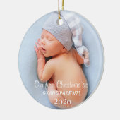 Onze eerste kerst als grootouders, Baby Foto Keramisch Ornament (Links)