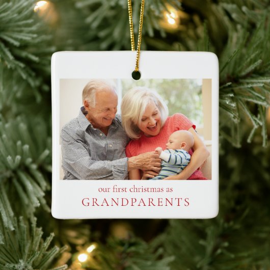 Onze eerste kerst als grootouders Baby Foto Keramisch Ornament (Boom)