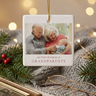 Onze eerste kerst als grootouders babyfoto keramisch ornament