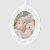 Onze eerste kerst als grootouders Blue Boy Foto Ornament (voorkant)