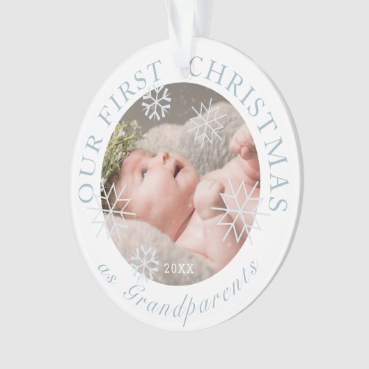 Onze eerste kerst als grootouders Blue Boy Foto Ornament (voorkant)