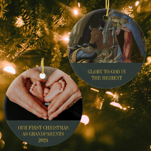 Onze eerste kerst als grootouders Christelijke kun Keramisch Ornament