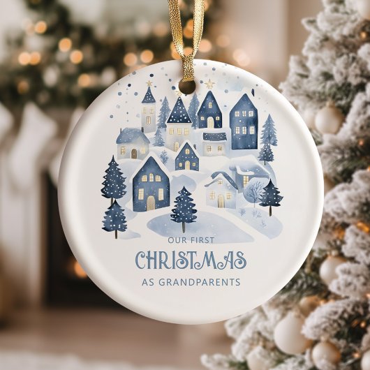 Onze eerste kerst als grootouders dorp marine keramisch ornament