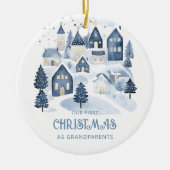 Onze eerste kerst als grootouders dorp marine keramisch ornament (Voorkant)