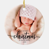 Onze eerste kerst als grootouders Elegant Foto Keramisch Ornament (Achterkant)