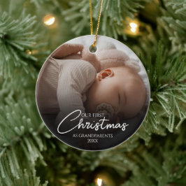 Onze eerste kerst als grootouders Elegant Foto Keramisch Ornament