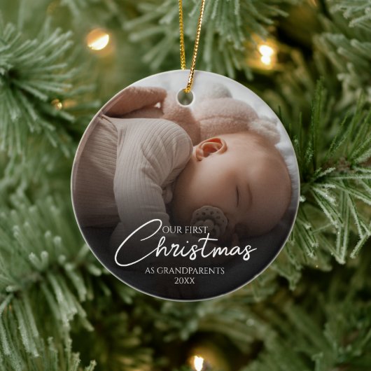 Onze eerste kerst als grootouders Elegant Foto Keramisch Ornament (Boom)