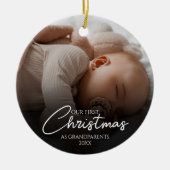 Onze eerste kerst als grootouders Elegant Foto Keramisch Ornament (Voorkant)