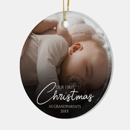 Onze eerste kerst als grootouders Elegant Foto Keramisch Ornament (Links)