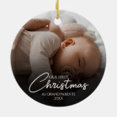 Onze eerste kerst als grootouders Elegant Foto Keramisch Ornament (Achterkant)