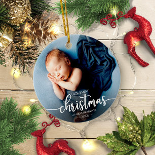 Onze eerste kerst als grootouders Elegant Foto Keramisch Ornament