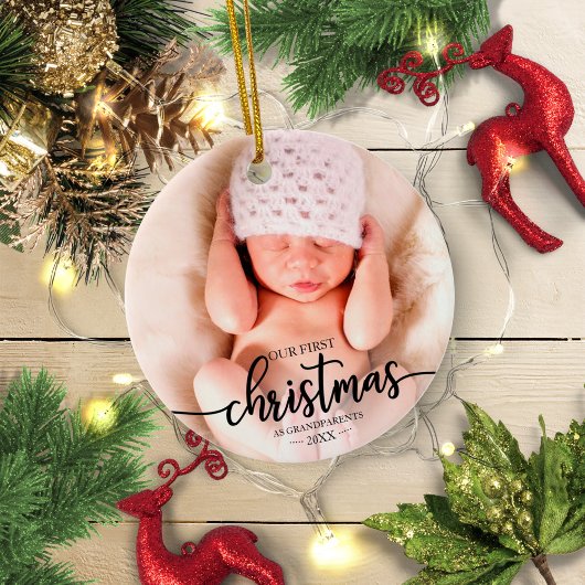 Onze eerste kerst als grootouders Elegant Foto Keramisch Ornament