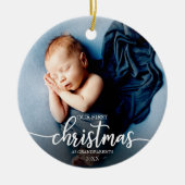 Onze eerste kerst als grootouders Elegant Foto Keramisch Ornament (Voorkant)