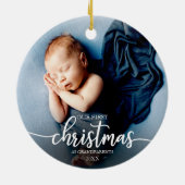 Onze eerste kerst als grootouders Elegant Foto Keramisch Ornament (Achterkant)